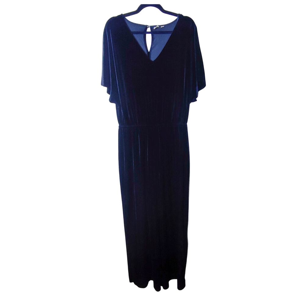 Gap Black Velvet Short Sleeve Wide Leg Jumpsuit Large Tall Long Witchy Glam
